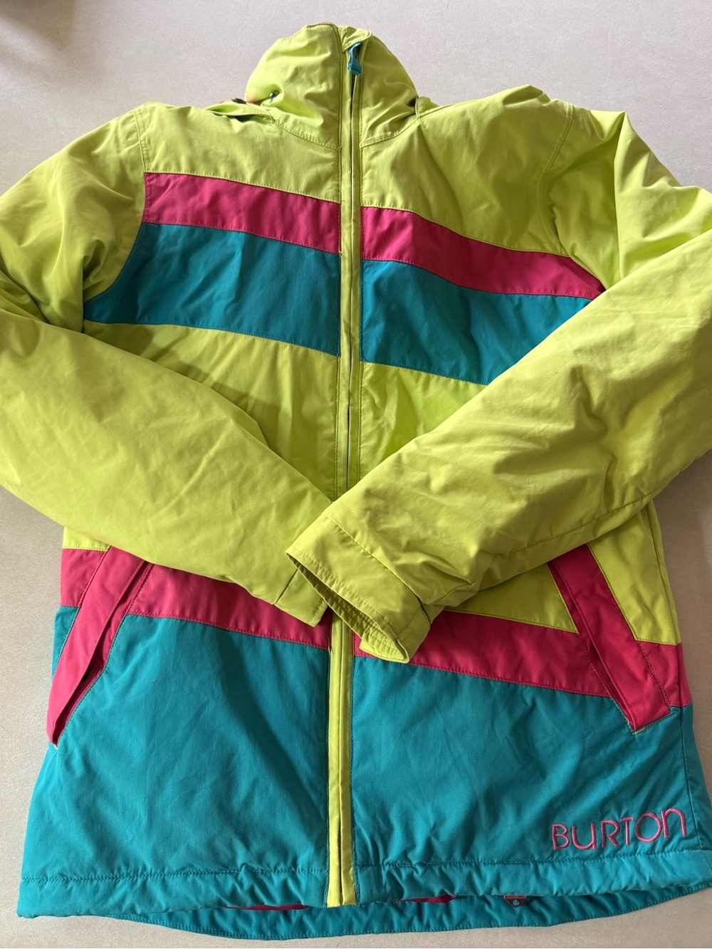 Burton Dry Ride Teal Pink Colorblock Puffer Jacket